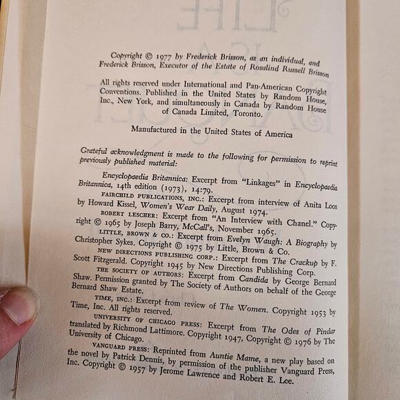 Life is a Banquet by Rosalind Russell & Chris Chase Hard Cover Book Vtg 1977 - Picture 4 of 11